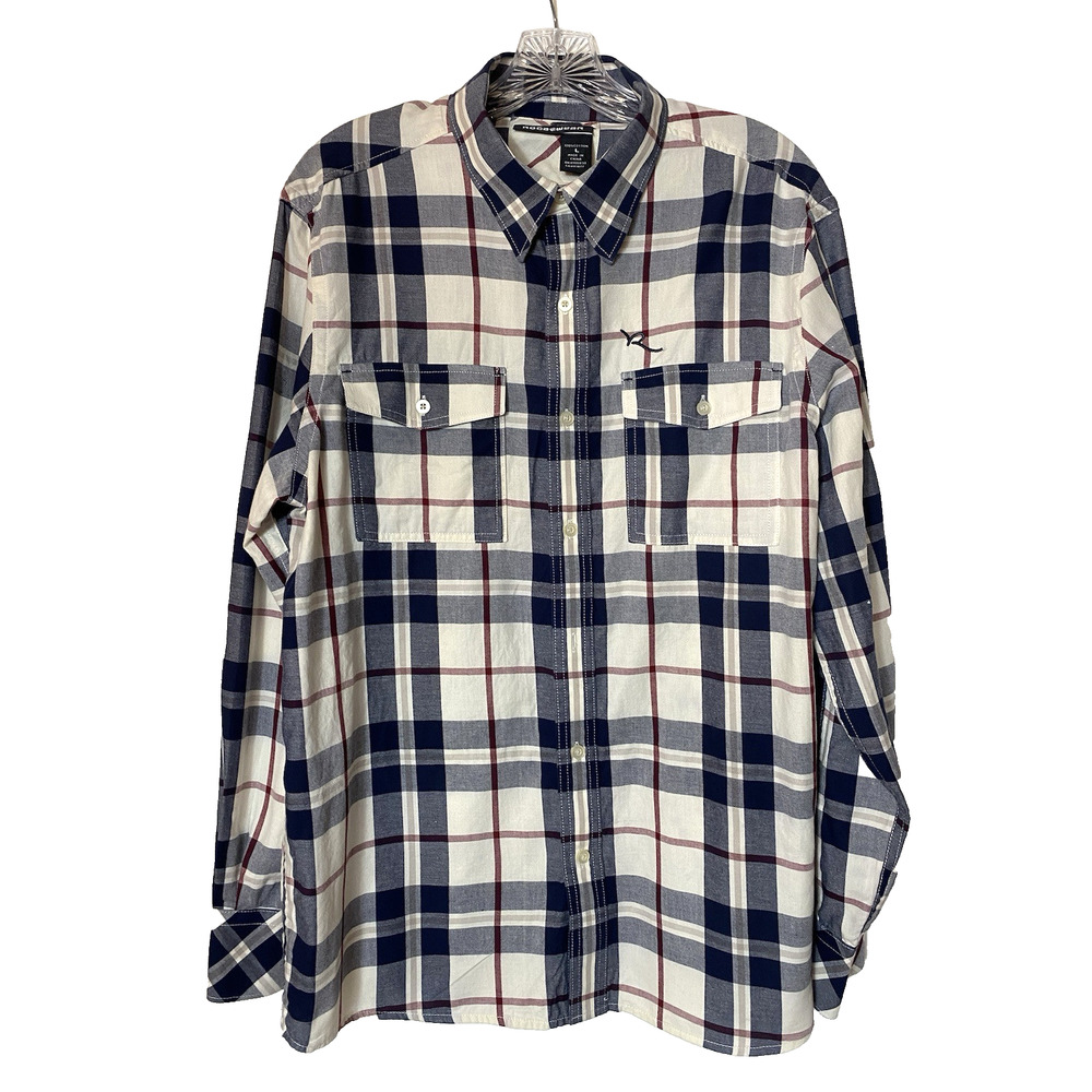 Rocawear Shirt Mens Size Large Flannel Streetwear Hip Hop Y2K Patriot color READ